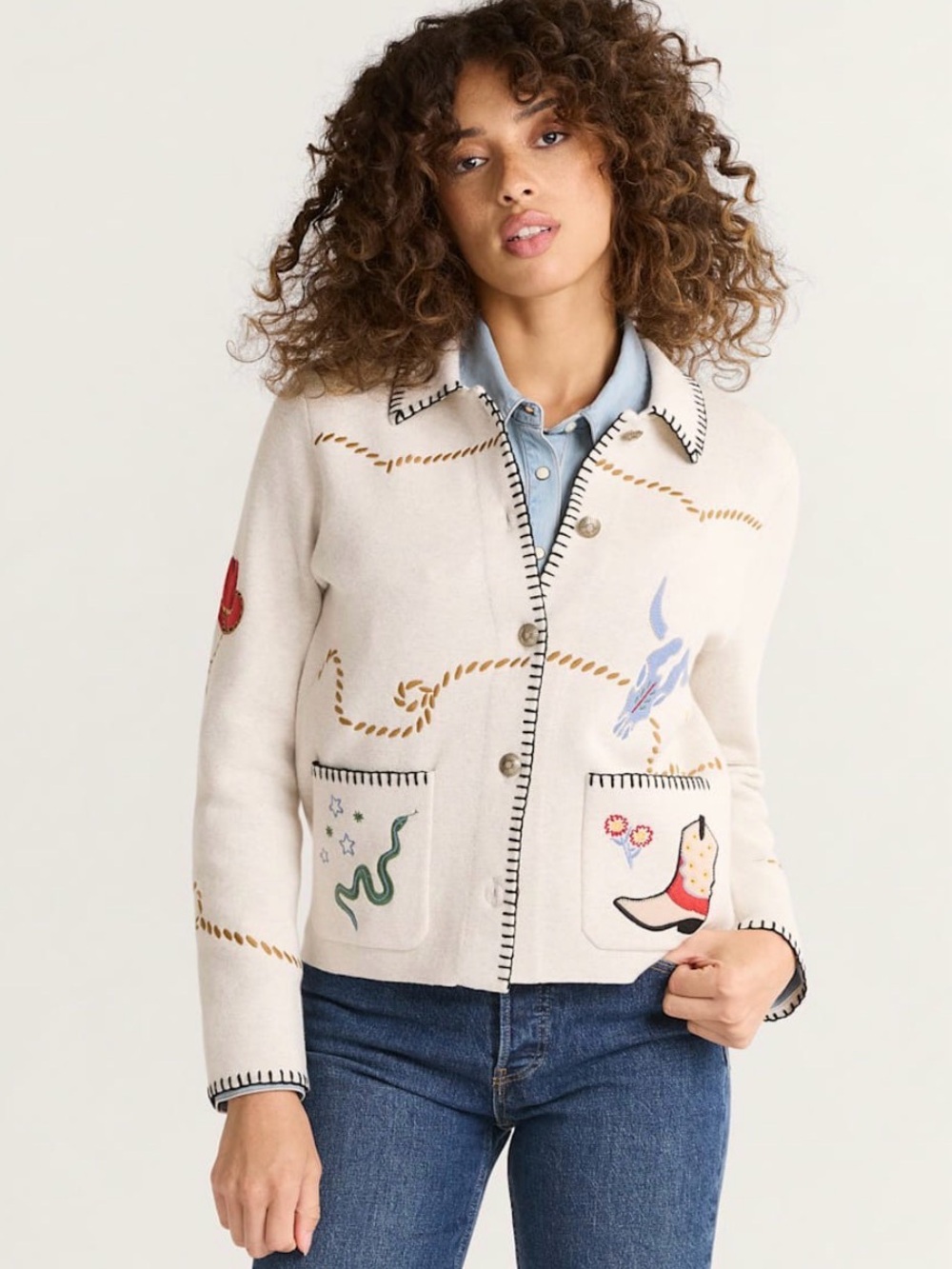 Pendleton NWT Oatmeal Cream Button-Up Jacket with Trim Sz M - Picture 11 of 14
